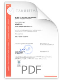 MSZ EN ISO 14001 tanúsítvány előnézete