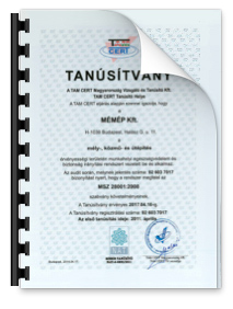MSZ EN ISO 28001 tanúsítvány előnézete